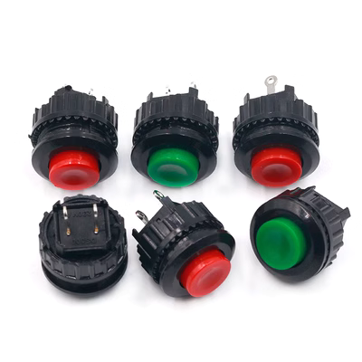Nút chuyển đổi nguồn chuyển đổi đẩy qua DS-500 mở 14MM công tắc không khóa màu đỏ xanh tự thiết lập lại cầu chì