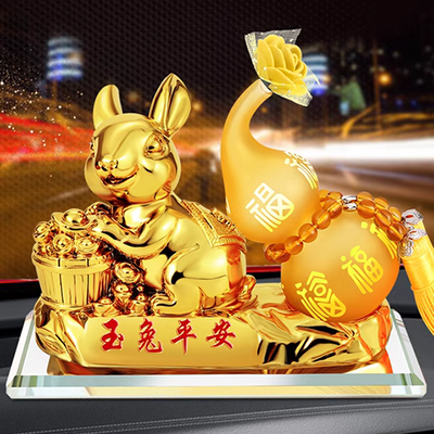 Nước hoa ô tô đồ trang trí Thỏ Ngọc Hoà Bình Cung Hoàng Đạo Năm Con Thỏ linh vật bảng điều khiển trung tâm ô tô đồ trang trí vật dụng trang trí đệm lót ghế