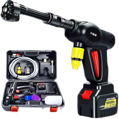 súng xịt rửa xe cao áp Máy rửa xe không dây hiện vật xe hộ gia đình di động có thể sạc lại súng nước áp lực cao bàn chải xe pin lithium máy bơm nước làm sạch súng rửa xe cao áp loại dài bình tạo bọt tuyết gắn súng phun rửa xe