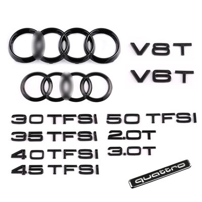 tem xe ô tô thể thao Thích hợp cho Audi Black Land A3/A4L/A5/A6L/Q2LQ3Q5L Nhãn đuôi sửa đổi Bốn vòng đen Nhãn đen tem sườn xe ô tô dán decal xe oto