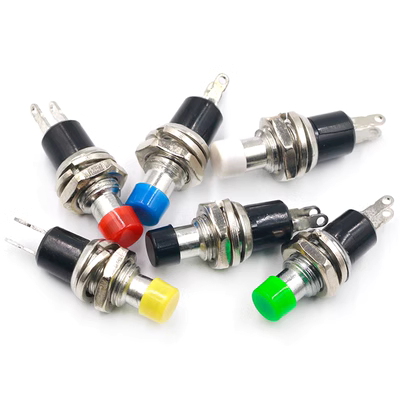 Nút tròn nhỏ PBS-110 PB05A Công tắc nút nguồn 2 chân tự khóa không khóa inch 7MM cầu chì sứ