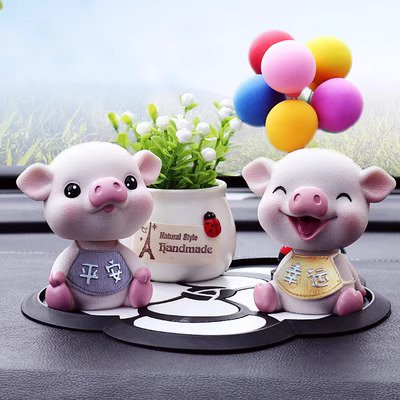 rotuyn lái Đồ trang trí xe hơi sáng tạo dễ thương nội thất xe hơi cao cấp lắc đầu heo con đàn ông và phụ nữ net phụ kiện nội thất ô tô màu đỏ Daquan rotuyn thước lái rô tuyn