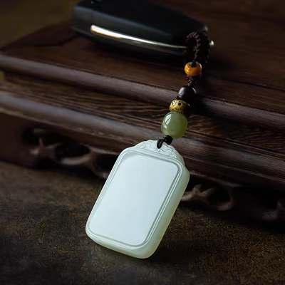Jinyi Hetian Jade Pinganwushi thương hiệu xe hơi mặt dây chuyền xe móc khóa mặt dây chuyền dành cho nam giới và phụ nữ tặng quà sáng tạo gối tựa lưng ghế văn phòng