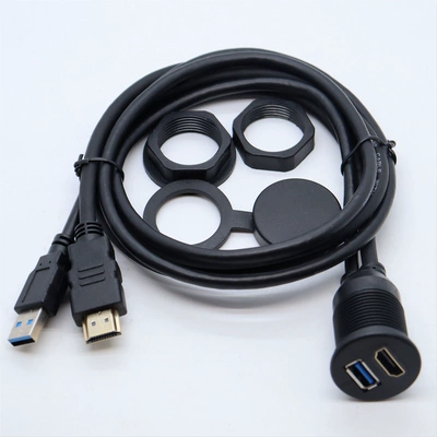 Đầu tròn USB Cổng kép Dual Pass Ghế nữ cho Nam Cáp chống nước trên ô tô Type-C, Đầu nối chống nước HDMI dau cos ghim dau cos ghim