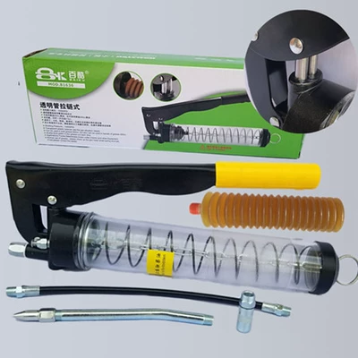 Dây kéo trong suốt loại hướng dẫn sử dụng súng mỡ sâu bướm bơ áp suất cao thanh áp lực đơn và đôi máy đào dầu bơm mỡ bạc đạn đầu nối bơm mỡ