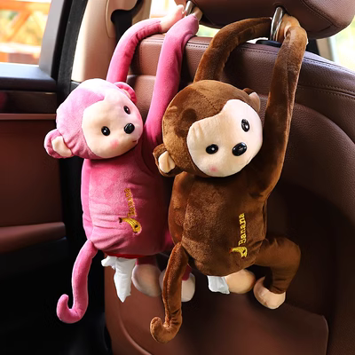 Hộp đựng khăn giấy ô tô sáng tạo Khỉ treo trên ô tô Hộp đựng khăn giấy Hoạt hình Trang trí dễ thương Bộ sưu tập đồ dùng xe hơi thảm sàn 6d