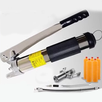 Baiku thép không gỉ dây kéo súng con lăn áp lực cao xe tải máy xúc bom mỡ đặc biệt trong suốt thanh song song súng mỡ đầu phẳng máy bơm mỡ bằng pin bơm mỡ điện 12v
