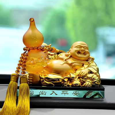 Đồ trang trí ô tô, Phật Di Lặc, tượng Phật an toàn, trang trí nội thất sáng tạo, nước hoa ghế ô tô cao cấp, trang trí bảng điều khiển trung tâm miếng lót ghế gỗ gối ghế sofa