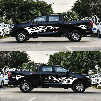 Great Wall xe tải súng đề can, cá tính ngọn lửa cơ thể dán Fengjun 7 xe bán tải sửa đổi trang trí xe dải màu dán tem dán kính lái ô tô tem xe oto