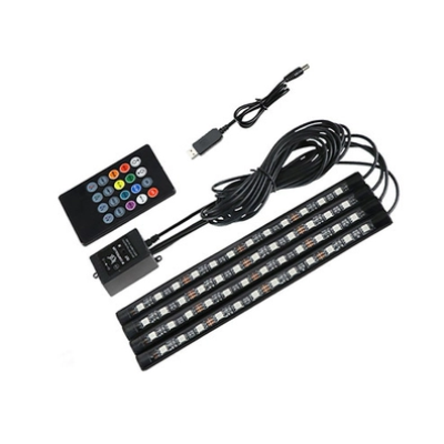 Đế nội thất ô tô đầy sao Đèn LED bầu không khí ô tô không dây USB bầu không khí điều khiển âm thanh âm nhạc sửa đổi vật dụng trang trí dây an toàn toàn thân đai an
