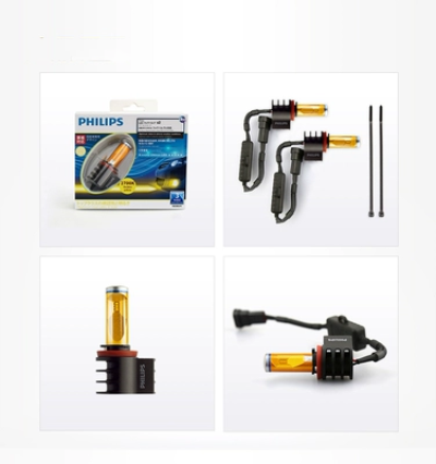 kiếng xe kiểu Bóng đèn ô tô Philips Bóng đèn ô tô LED H8H11 phổ quát ánh sáng vàng xuyên sáng cao ánh sáng trắng chống sương mù đèn ôtô đèn pha led ô tô
