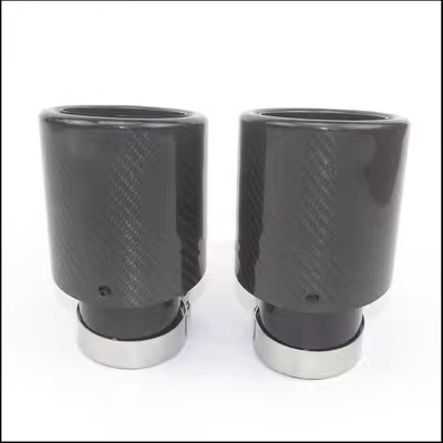 ống xả đoạn giữa kia morning Ống Xả Ô Tô Đuôi Họng CuộN Màu Đen Sáng Không Đánh Dấu Hai Dây Sợi Carbon Đuôi Họng Thích Hợp Cho Xe BMW Audi Toyota Ruiz ống xả cặn pô e ống xả xe ô tô