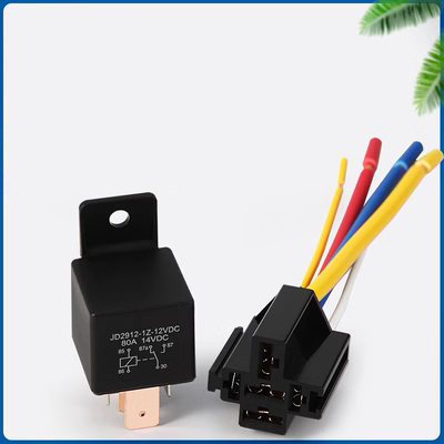 Rơle ô tô DC12V24V JD2912/80A9.3 Rơle chân rộng lớn 4 feet 5 feet có ổ cắm và dây rơ le thời gian 24h rơ le nhiệt schneider