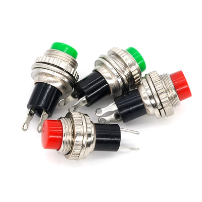 Công tắc nút micro nhỏ DS-101 8MM nút ấn tự khởi động lại công tắc không khóa màu đỏ xanh cầu chì omega