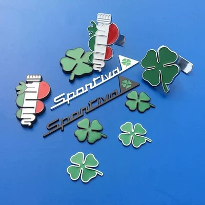 logo dán xe ô tô Hình dán xe cỏ bốn lá Alfa Romeo trong tấm lưới logo ô tô đã được sửa đổi thành hình dán trang trí tiêu chuẩn cho ô tô dán đuôi sau dán decal xe oto biểu tượng xe hơi