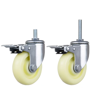 thanh lý lazang 14 Nylon trắng 3 inch 4 inch 5 inch vít cần M10/12/16 kéo dài 60mm chịu lực đôi bánh xe phanh đa năng định hướng chịu mài mòn mâm ô tô đẹp mâm 14 inch 4 lỗ