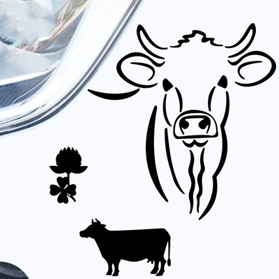 YJZT xe điện chống trầy xước bìa dán xe hơi hình con bò sáng tạo nhãn dán xe hơi cá nhân lô gô ô tô