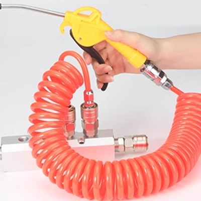 Lò xo khí quản vòi pu không khí xoắn ốc máy bơm không khí dòng khí áp suất cao kính thiên văn 8/10MM bụi thổi nòng súng có đầu nối súng hút bụi khí nén Đầu vòi xịt hơi